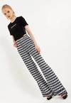 House of Holland Striped and Logo Printed Trousers in Black and White thumbnail 2