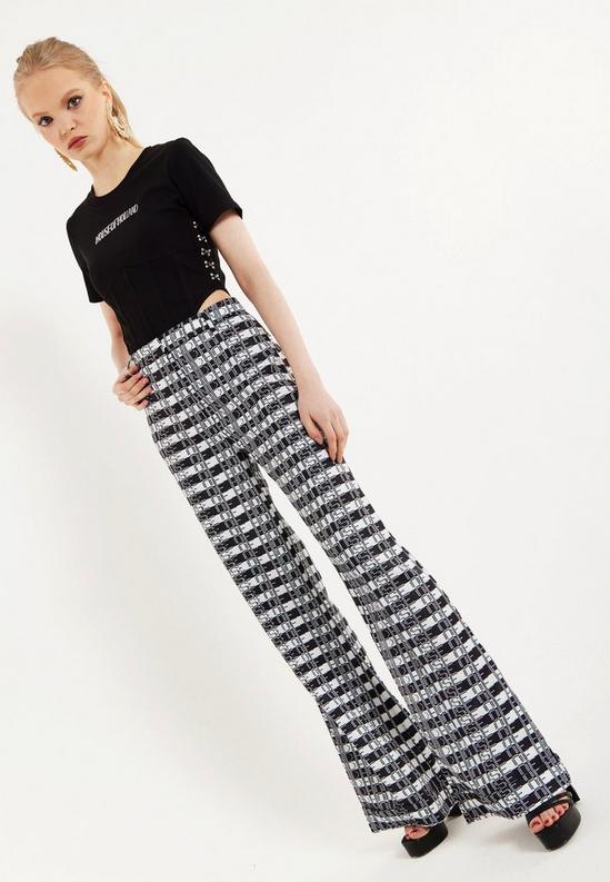 House of Holland Striped and Logo Printed Trousers in Black and White 2
