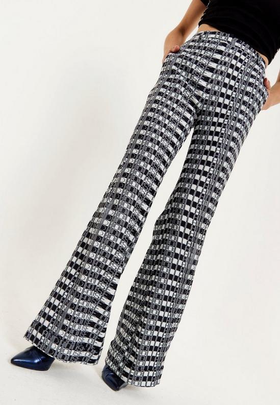 House of Holland Striped and Logo Printed Trousers in Black and White 3