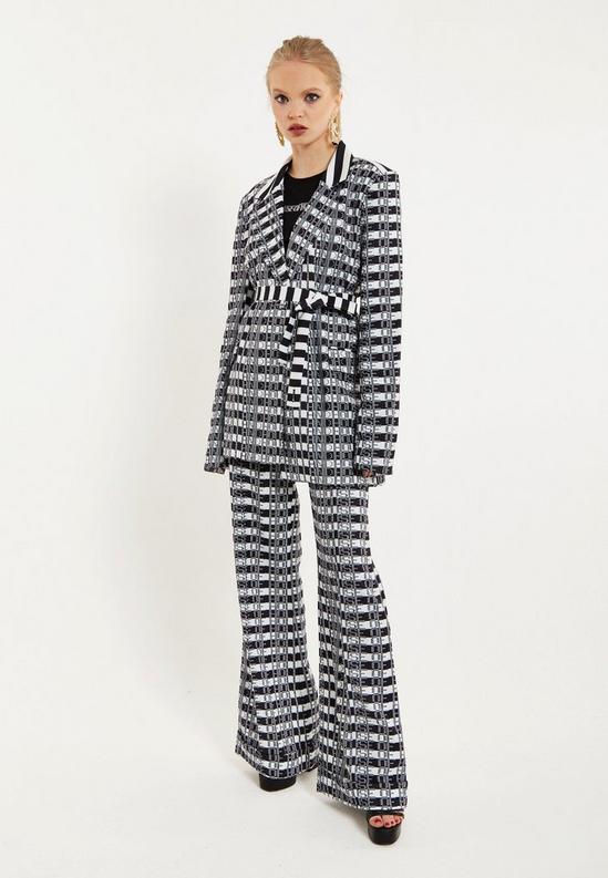 House of Holland Striped and Logo Printed Trousers in Black and White 4