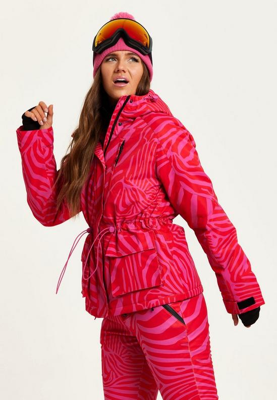 Liquorish Ski Waterproof Jacket In Pink Zebra Print 5