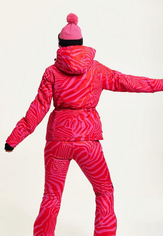 Liquorish Ski Waterproof Jacket In Pink Zebra Print 6