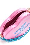 House of Holland Heart Shape Cross Body Bag In Pink With A Chain Detail And Printed Logo thumbnail 4