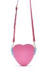 House of Holland Heart Shape Cross Body Bag In Pink With A Chain Detail And Printed Logo thumbnail 6