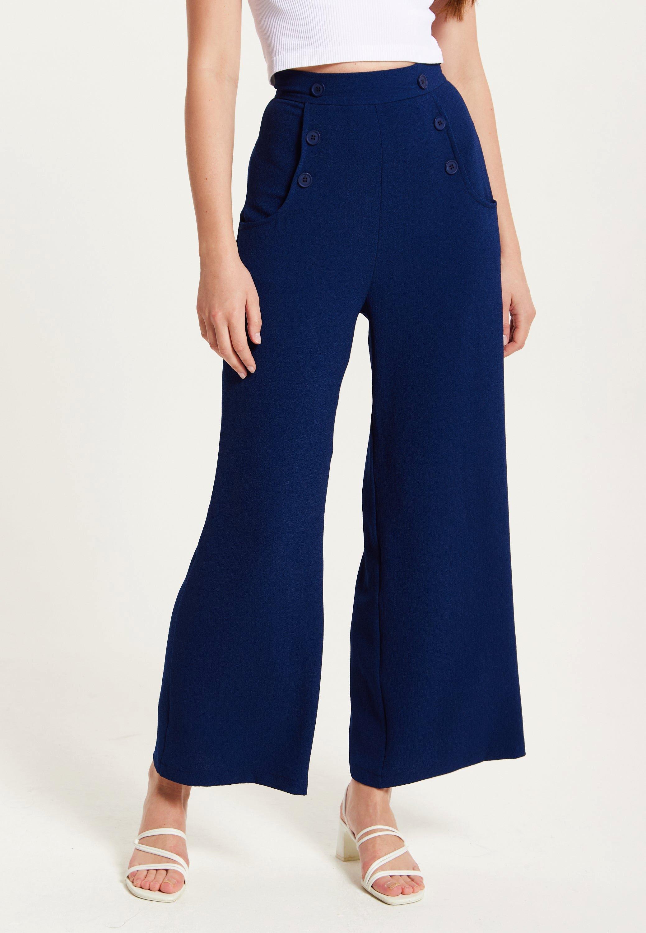 Navy Wide Leg Trousers product