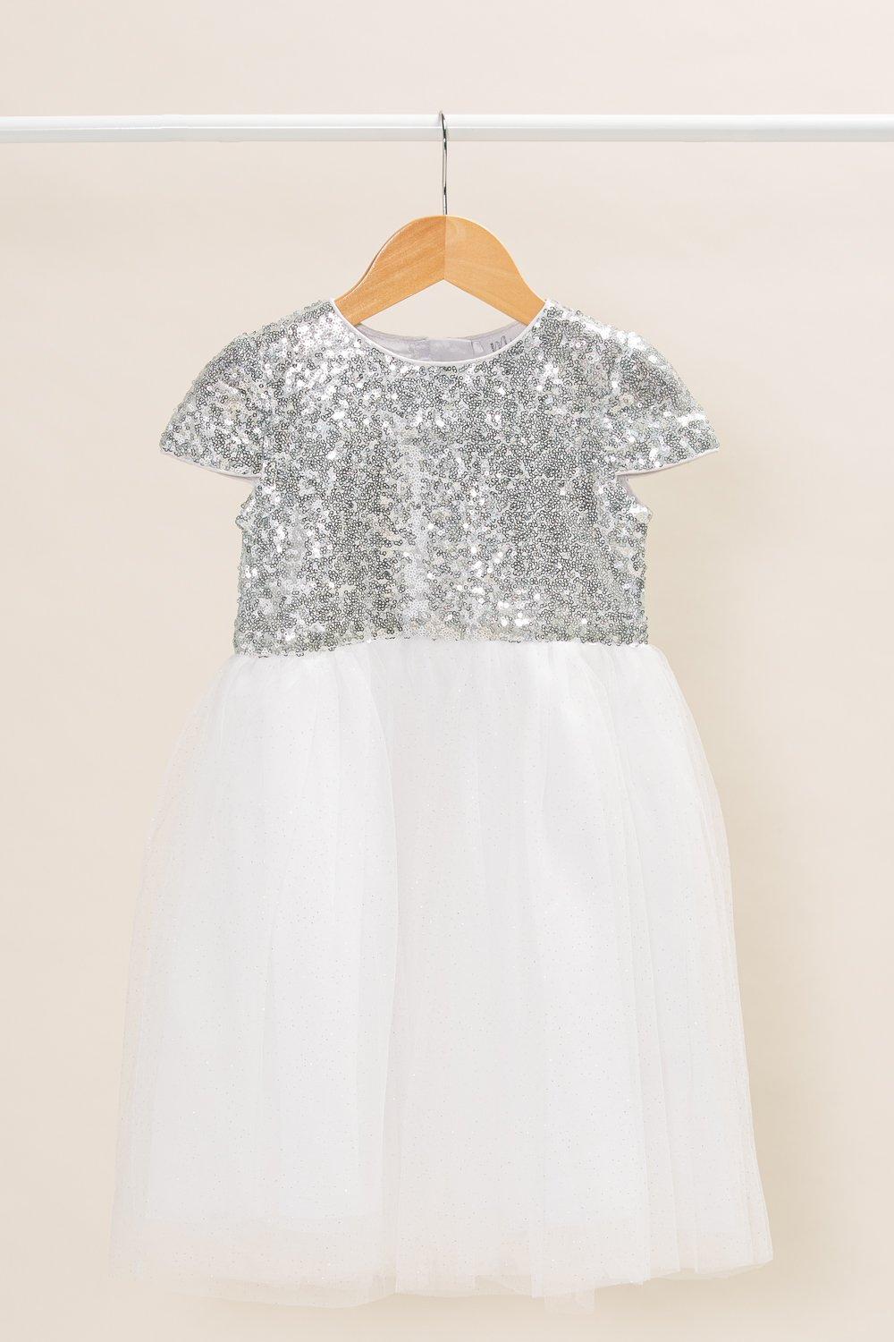 Sequin Top Waterfall Tulle Dress