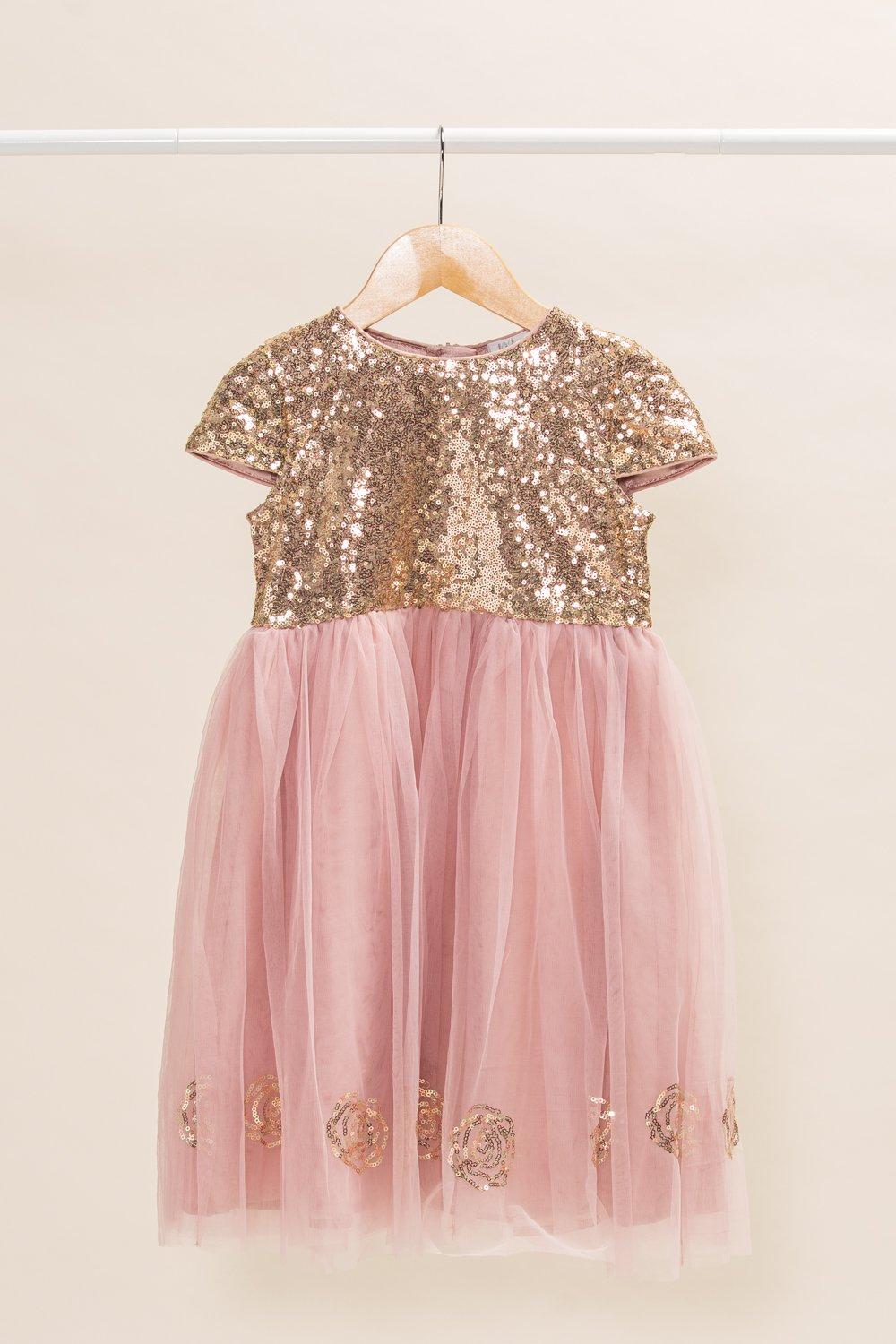 Sequin Top Waterfall Tulle Dress