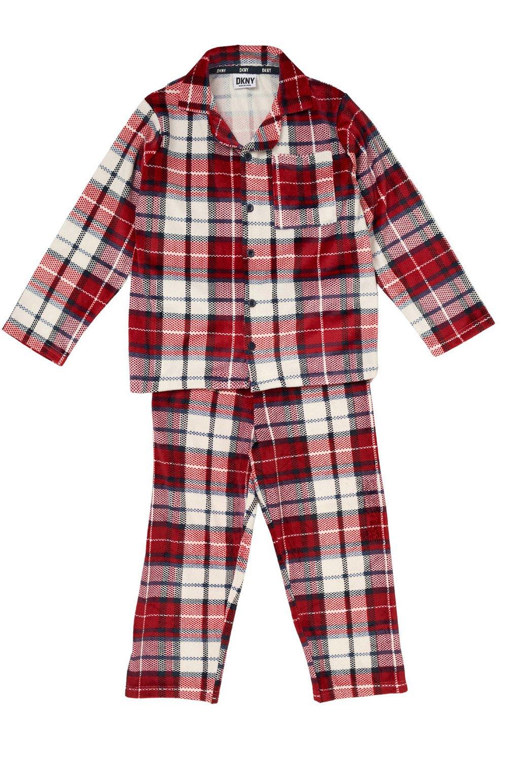Boys Minky Pyjama Set Burgundy Plaid Shirt Bottoms Toddler Child Age 2-7 years