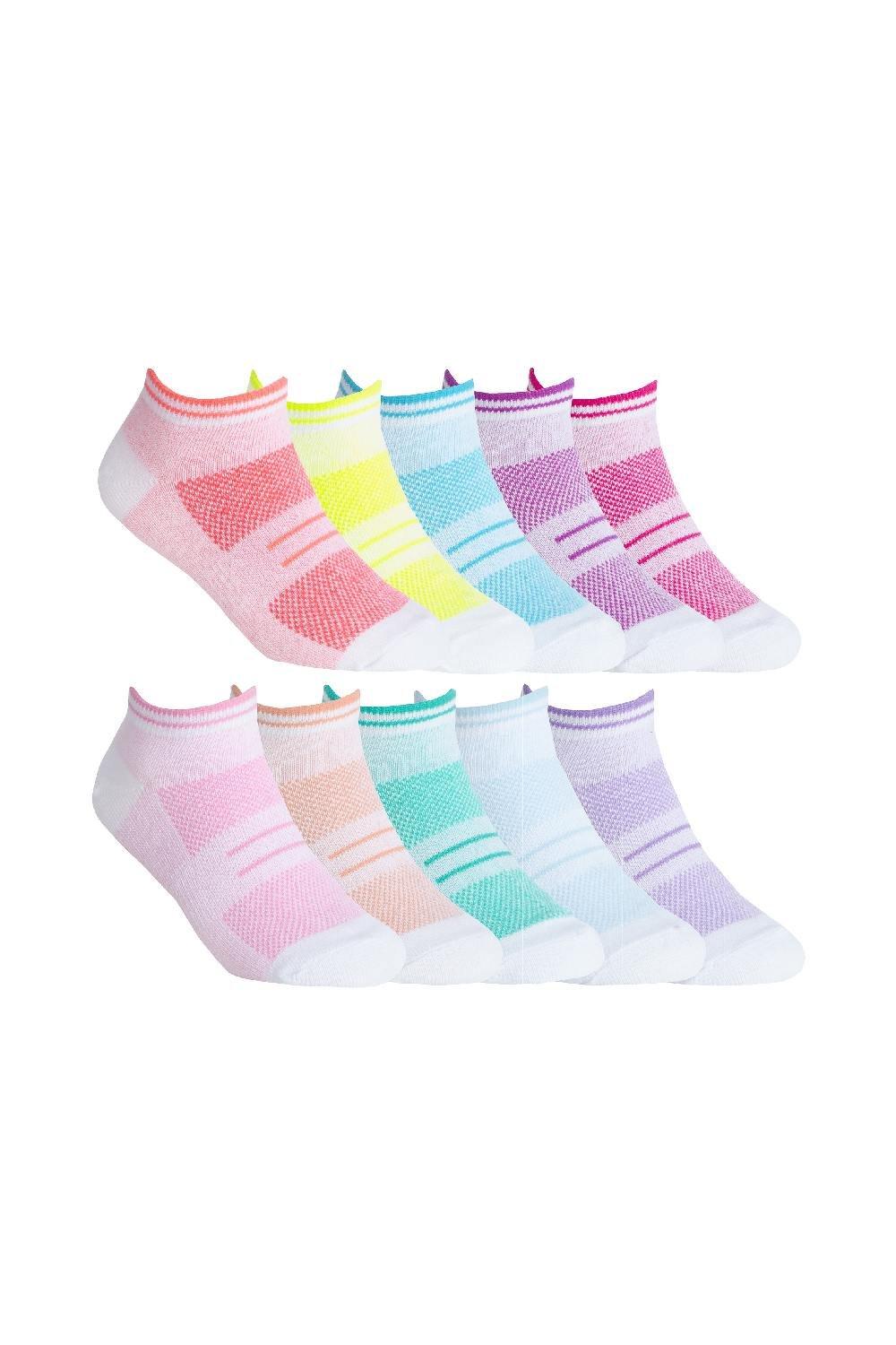 10 Pairs Low Cut Colourful Cotton Rich Breathable Trainer Socks