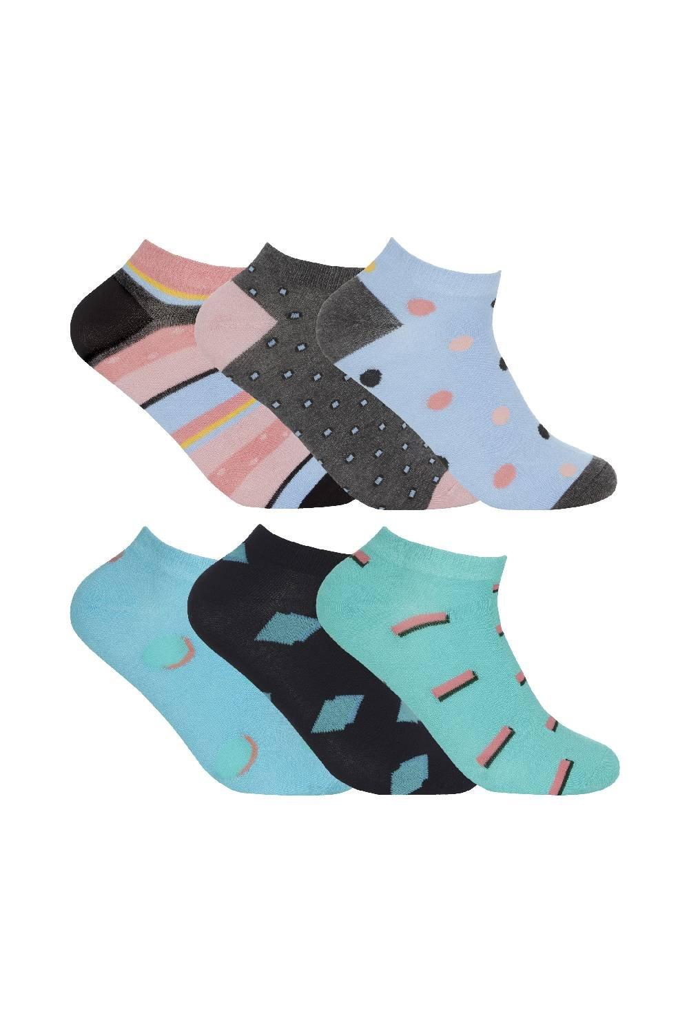 12 Pair Soft Bamboo Striped & Polka Dot Design Ankle Trainer Socks