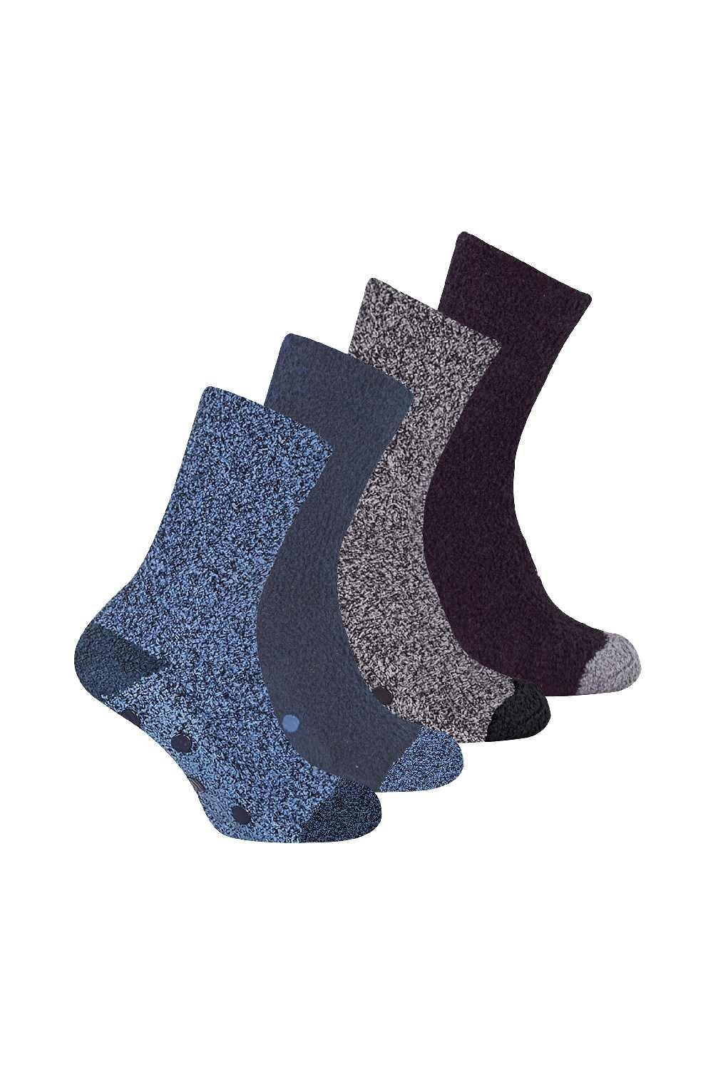 4 Pair Non Slip Indoor Warm Cosy Fluffy Slipper Socks
