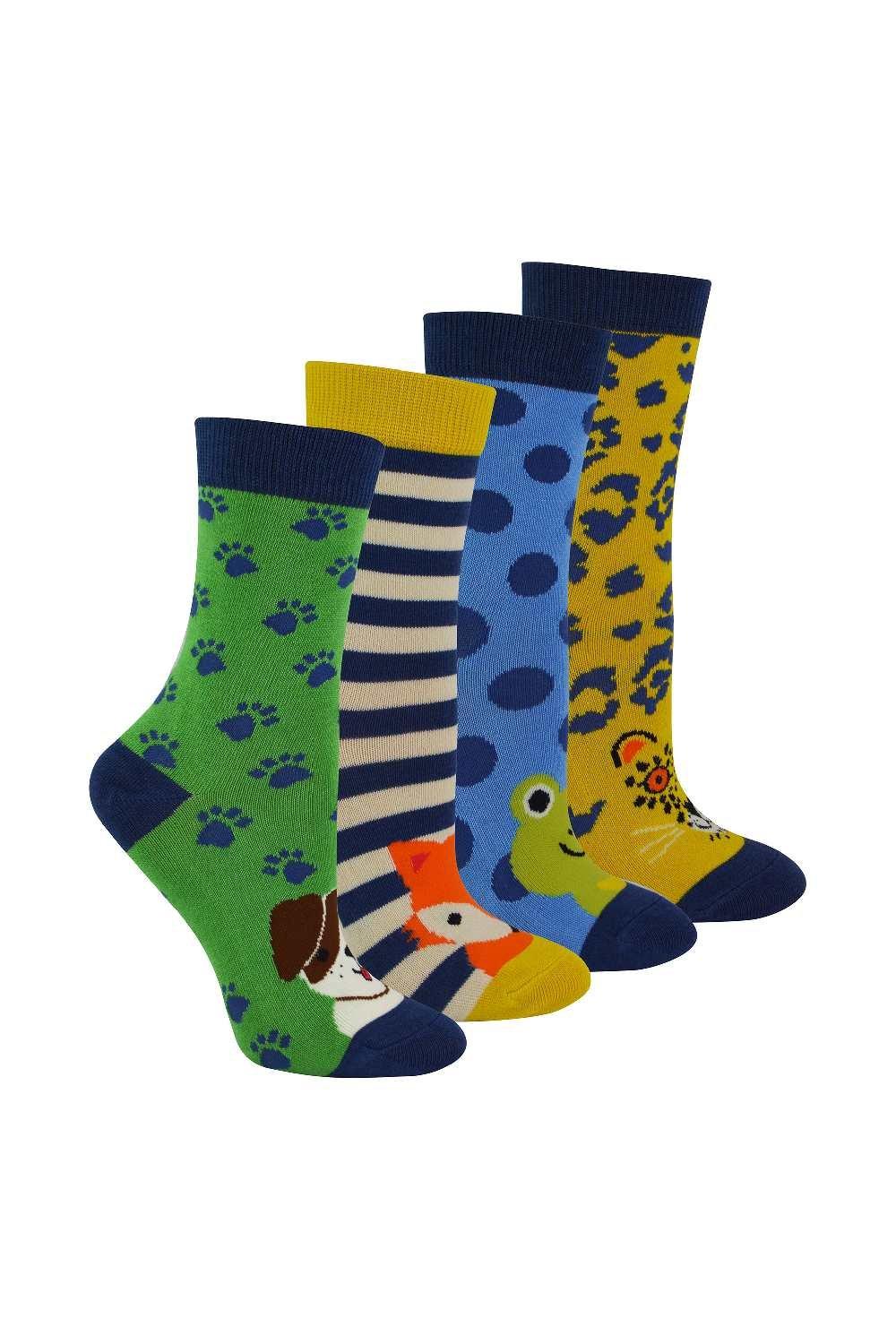 4 Pack Novelty Animal Pattern Bamboo Socks in a Gift Box