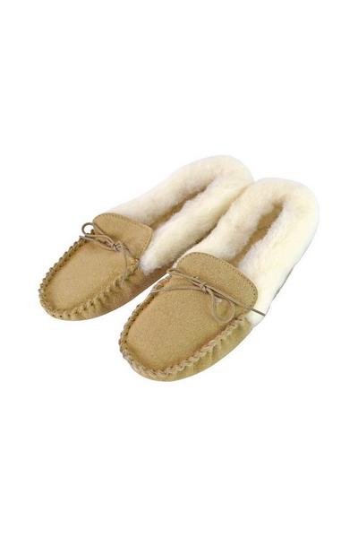 Warm Classic Moccasin Slippers Lined with Lambswool