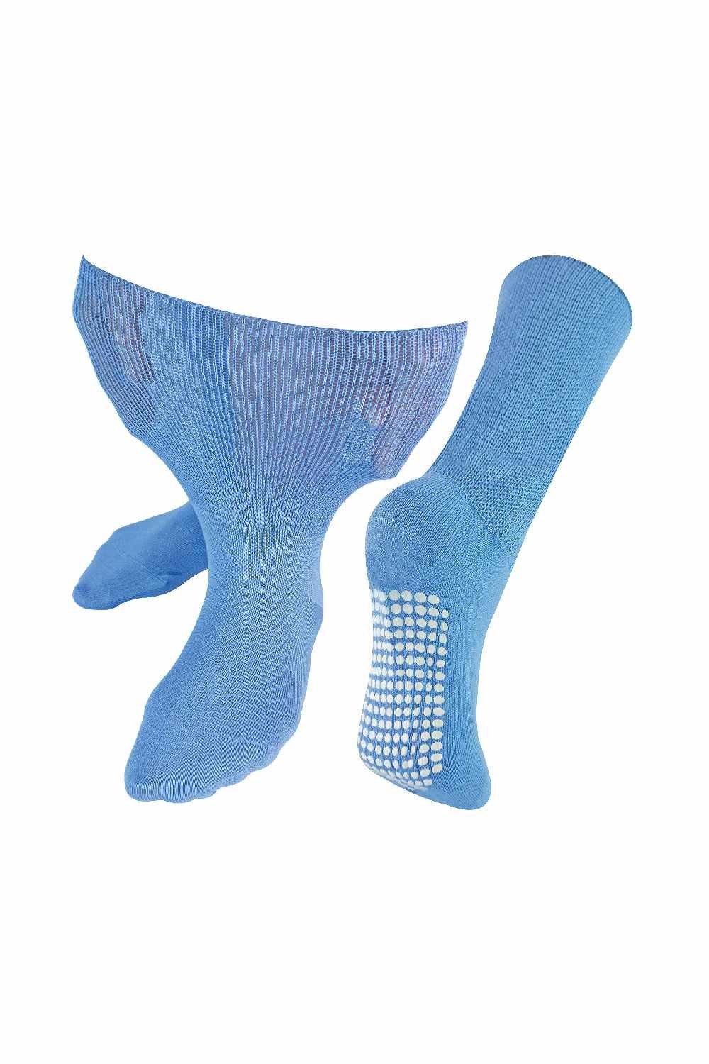 Extra Wide Bamboo Oedema Socks with Non Slip Grips for Swollen Legs