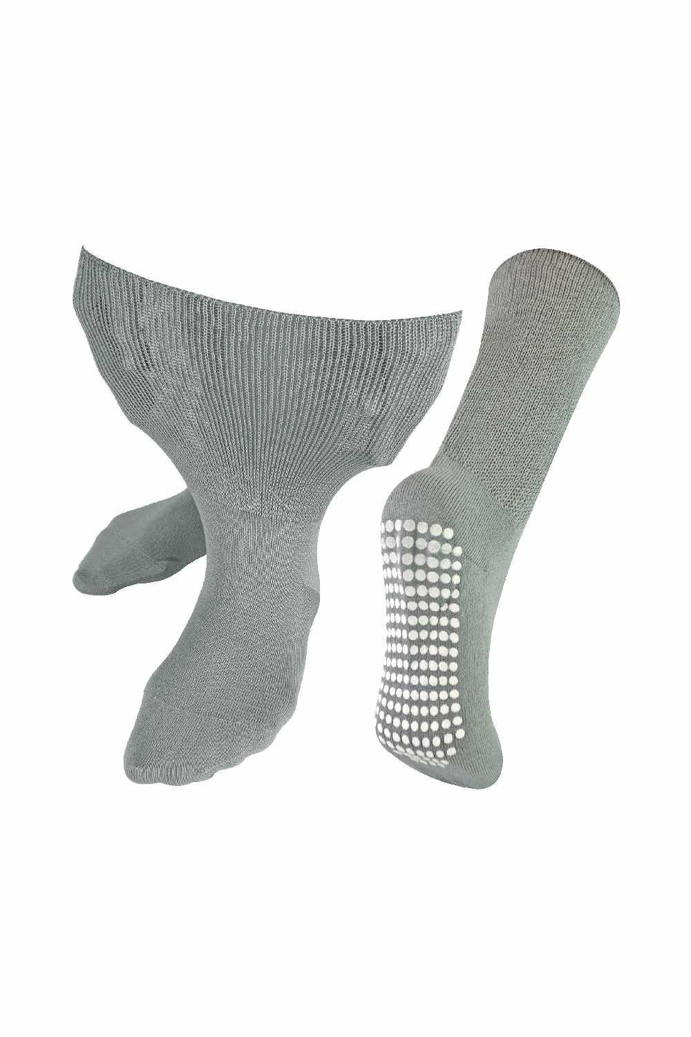 Extra Wide Bamboo Oedema Socks with Non Slip Grips for Swollen Legs