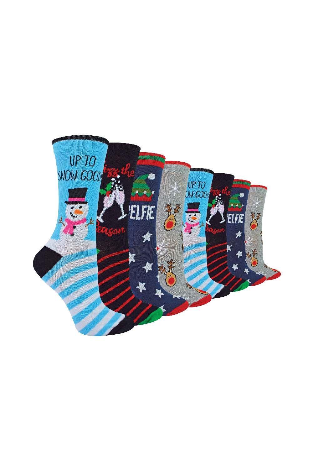 8 Pair Multipack Christmas Socks - Funny Design Gift Socks
