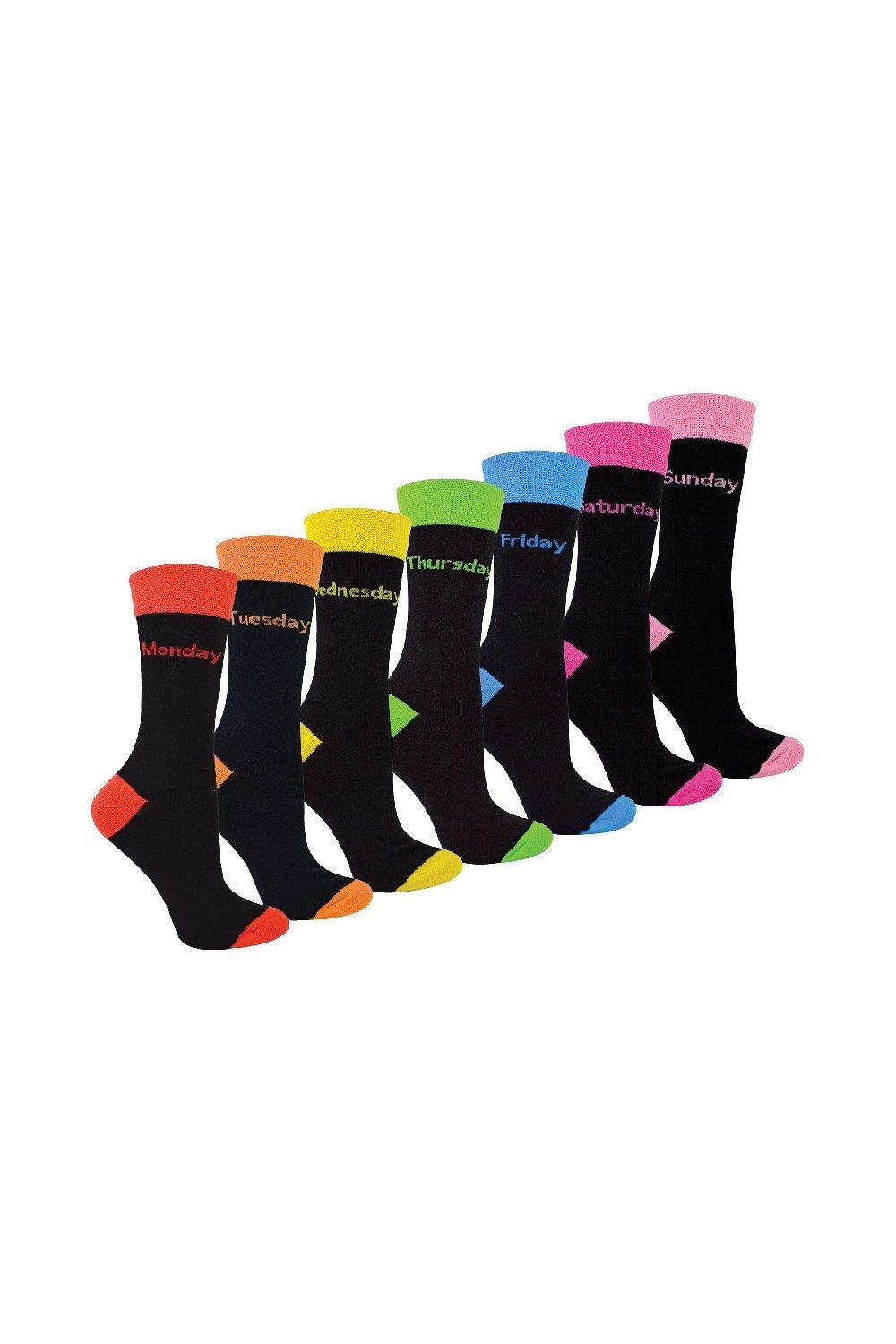 7 Pack Days Of The Week Socks - Black Novelty Dress Socks