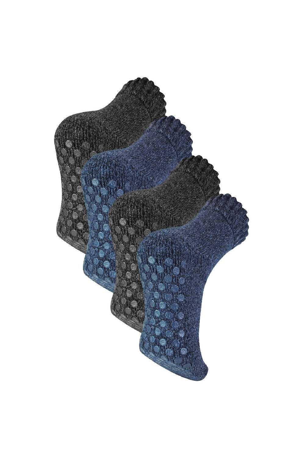4 Pairs Merino Wool Slipper Socks - Warm Thick Wool Socks