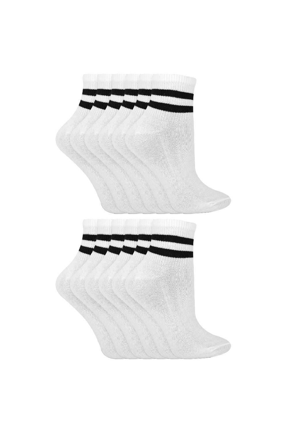 12 Pairs Multipack Ankle Cotton Socks with Stripes