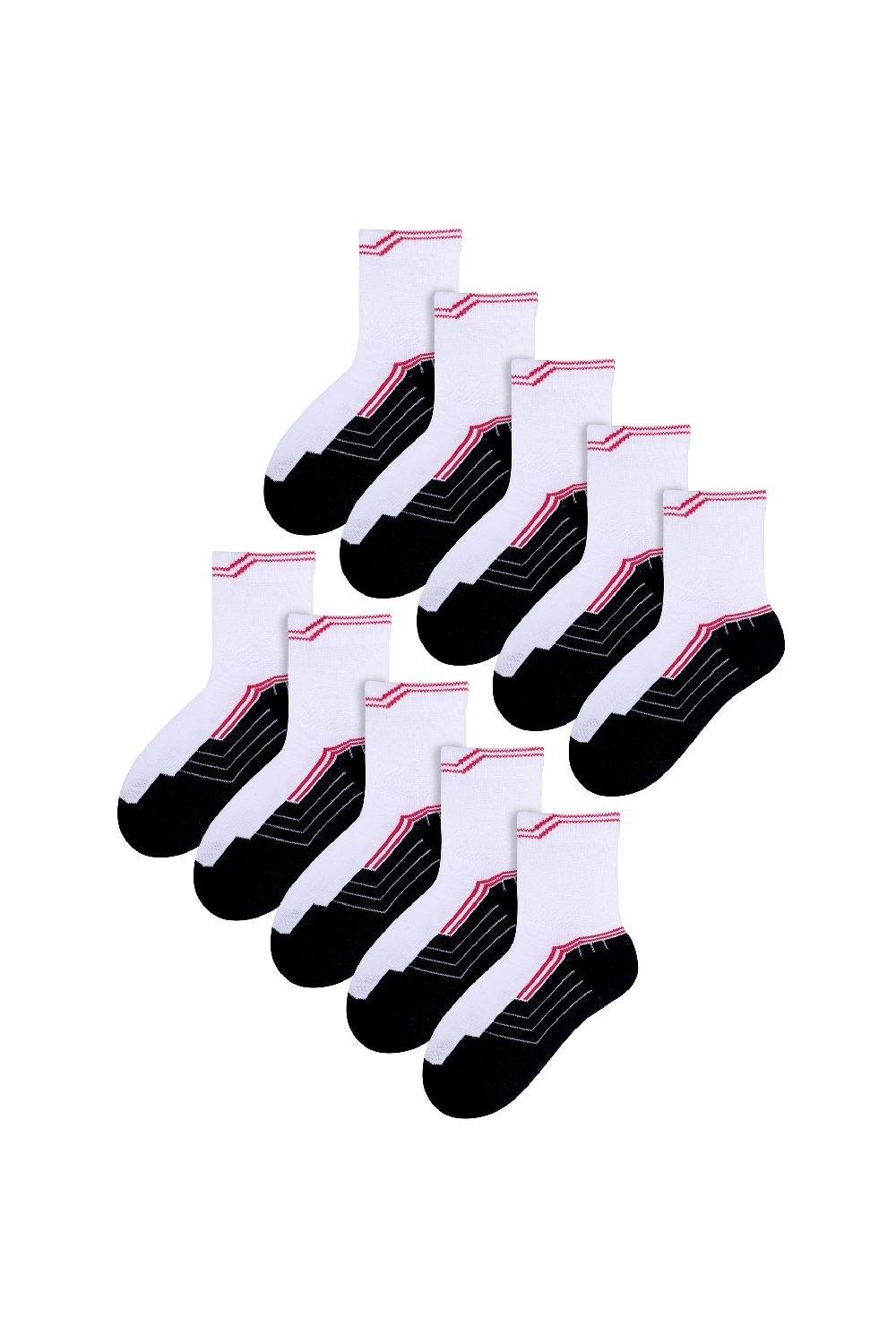 10 Pairs Cushioned Low Cut White Sport PE Socks