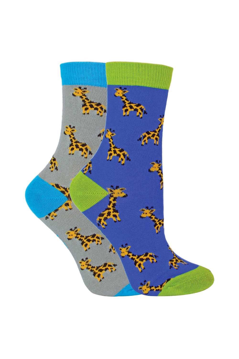 2 Pairs Bamboo Socks - Patterned Novelty Design Socks