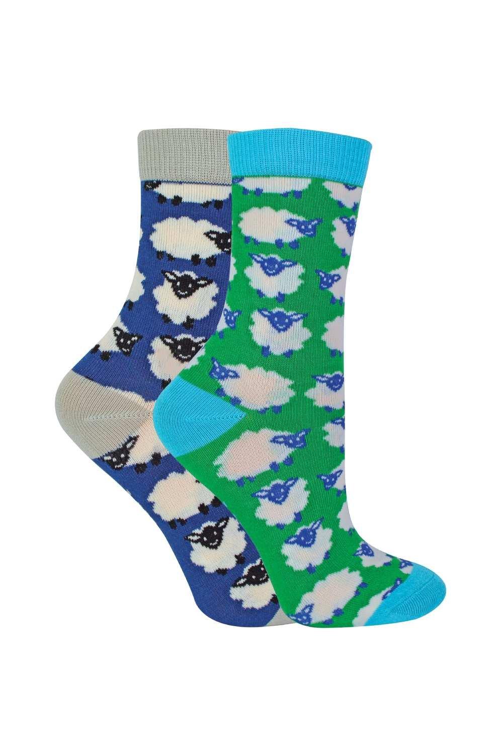 2 Pairs Bamboo Socks - Patterned Novelty Design Socks