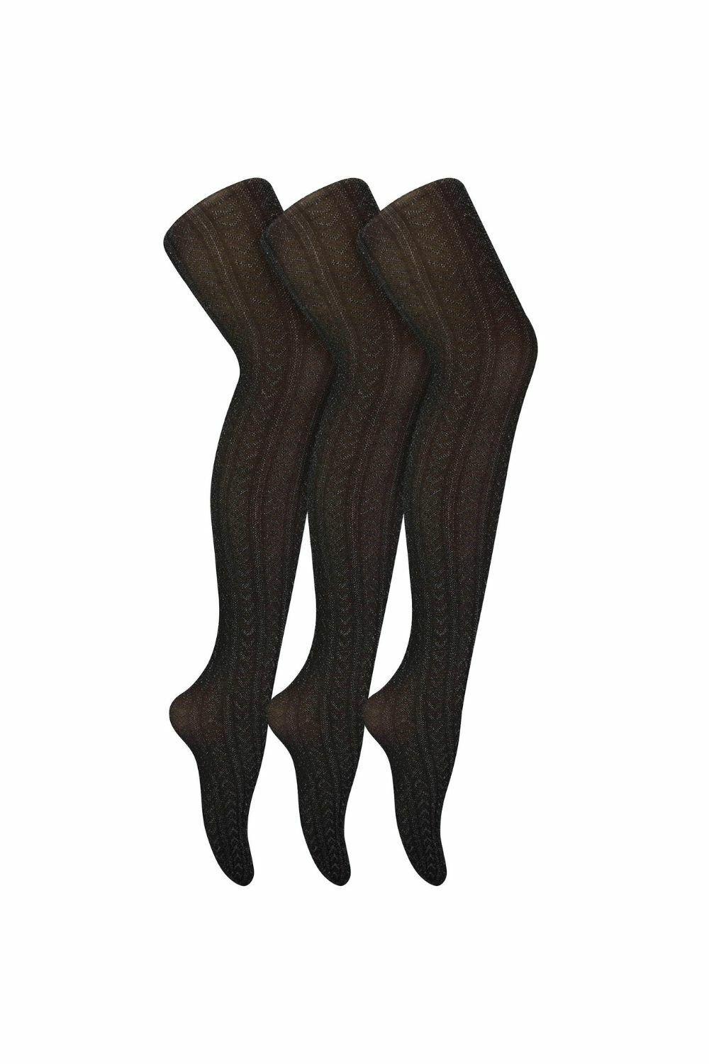 3 Pair Multipack Soft Sparkle Glitter Tights