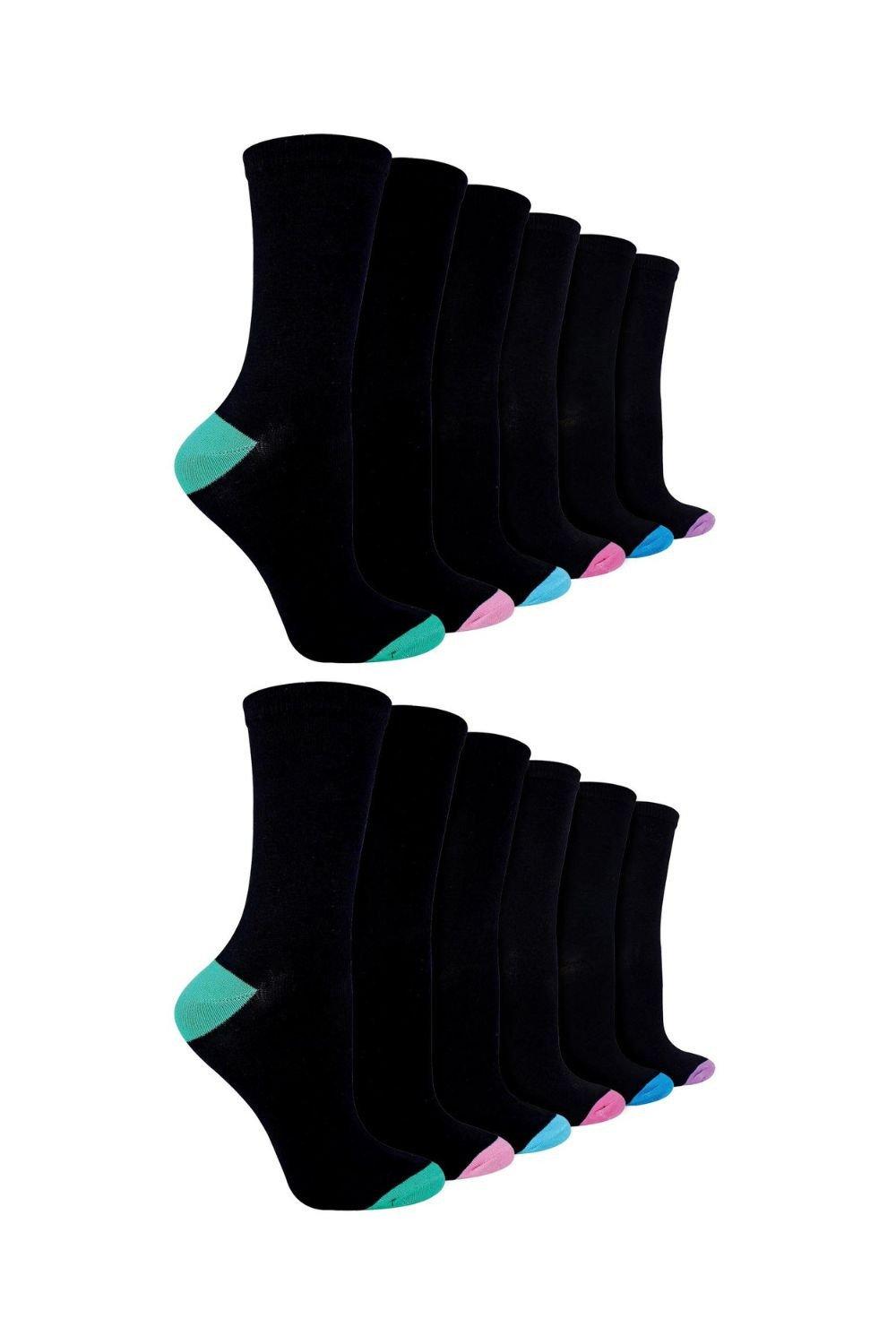 12 Pairs Soft Breathable Black Bamboo Socks