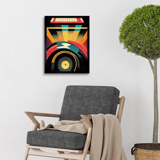Artery8 Retro Record Player DJ Decks Turntable Abstract Print Art Print Framed Poster Wall Decor 12x16 inch 2