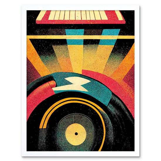 Artery8 Retro Record Player DJ Decks Turntable Abstract Print Art Print Framed Poster Wall Decor 12x16 inch 1