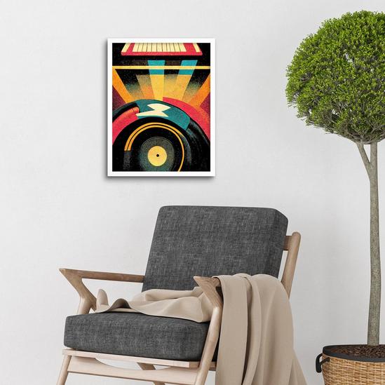 Artery8 Retro Record Player DJ Decks Turntable Abstract Print Art Print Framed Poster Wall Decor 12x16 inch 2