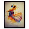 Artery8 Jazz Club Dancing Woman In Bright Dress Watercolour Art Print Framed Poster Wall Decor 12x16 inch thumbnail 1