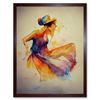 Artery8 Jazz Club Dancing Woman In Bright Dress Watercolour Art Print Framed Poster Wall Decor 12x16 inch thumbnail 1
