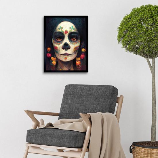 Artery8 Wall Art Print Day Of Dead Woman Skull Mexico Art Framed 2