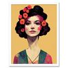 Artery8 Elegant Vintage Boho Portrait Floral Hair Woman Art Print Framed Poster Wall Decor 12x16 inch thumbnail 1
