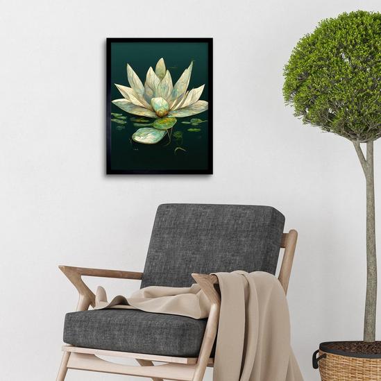 Artery8 Wall Art Print Modern Tranquil Pond Water Lily Flower Art Framed 2
