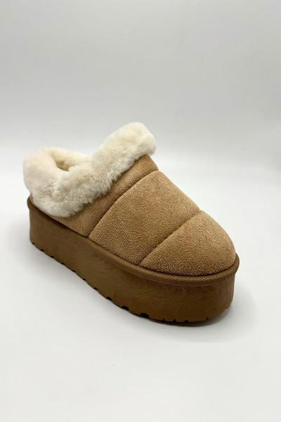 Felpa Faux Fur Quilted Flatform Slippers