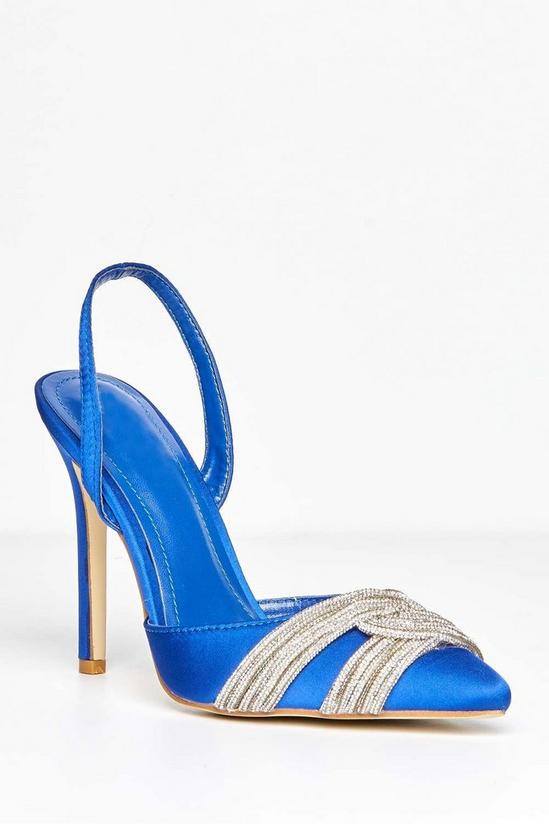 Heels | Taya Diamante Embellished Sling Back Court Shoes | Miss Diva