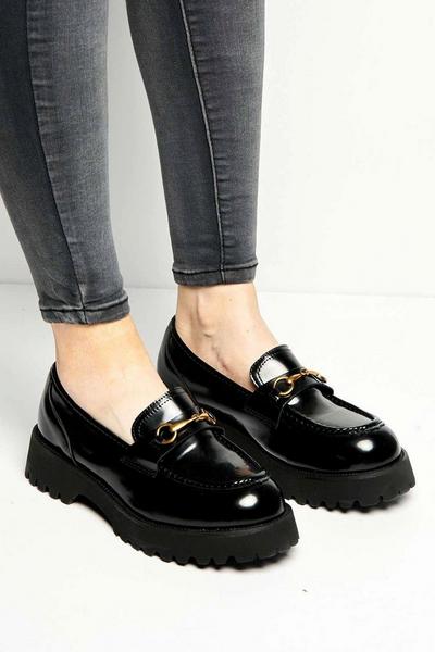 Helen Link Detail Chunky Sole Patent PU Loafers
