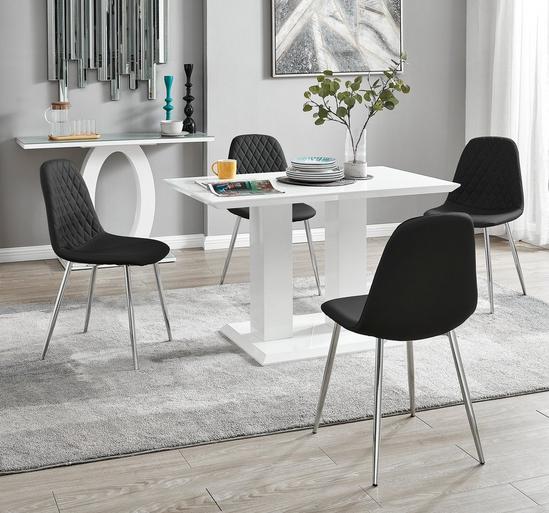 FurnitureboxUK Imperia 4 Seater Modern White High Gloss Rectangular Dining Table And 4 Corona Faux Leather Chairs 1