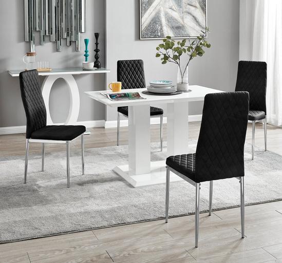 FurnitureboxUK Imperia 4 Seater Modern White High Gloss Rectangular Dining Table And 4 Milan Velvet Chairs 1