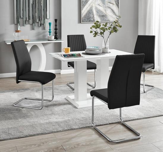 FurnitureboxUK Imperia 4 Seater Modern White High Gloss Rectangular Dining Table And 4 Milan Velvet Chairs 2