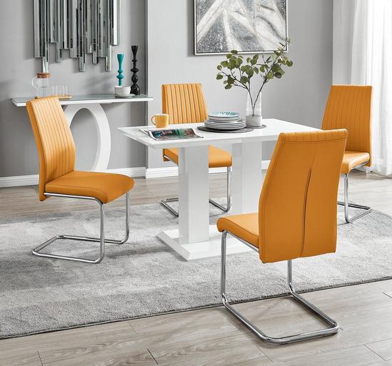 FurnitureboxUK Imperia 4 Seater Modern White High Gloss Rectangular Dining Table And 4 Milan Velvet Chairs 3