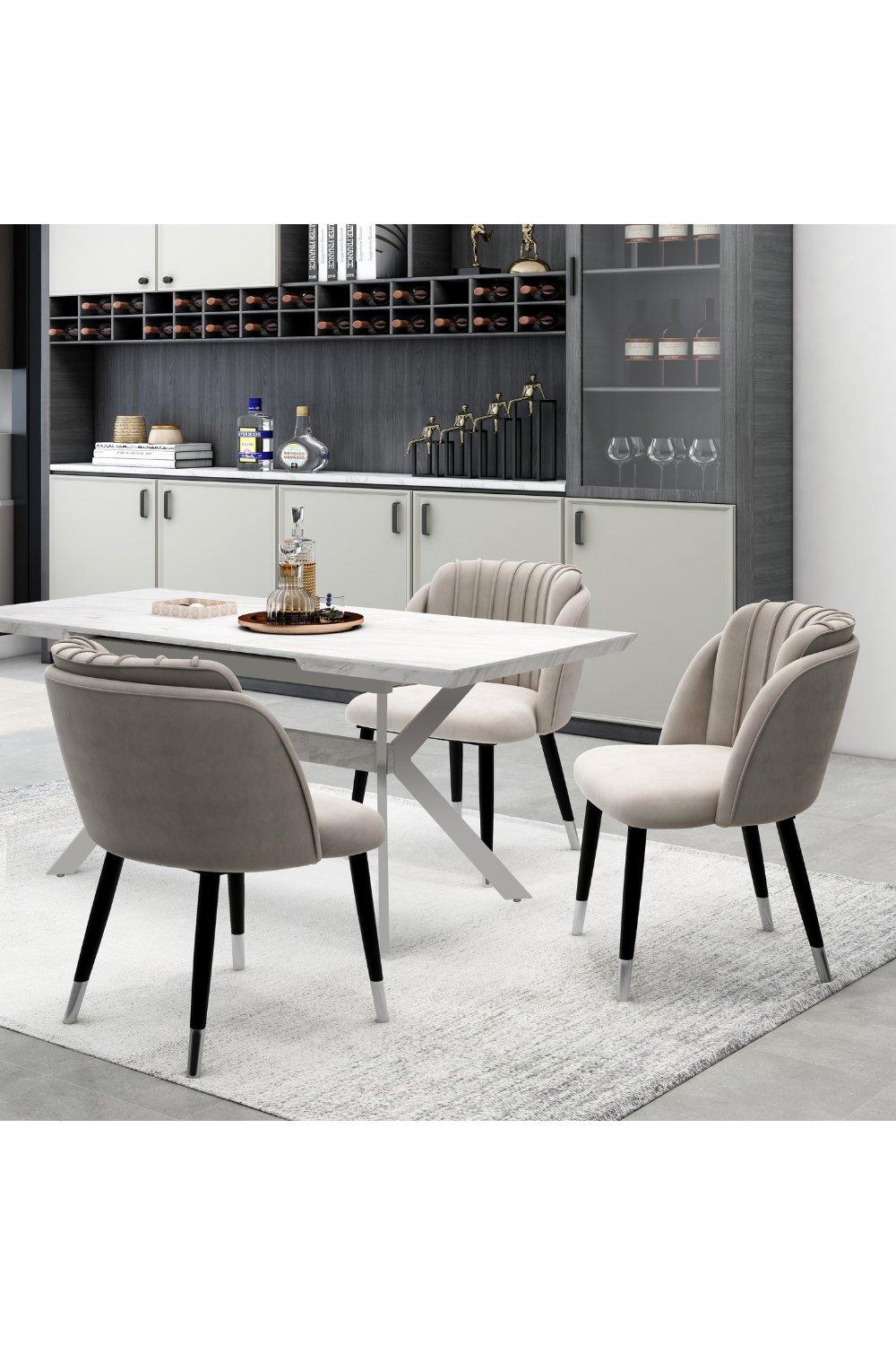 ''Milano Duke' Dining Set with an White Table and 4 Dining chairs