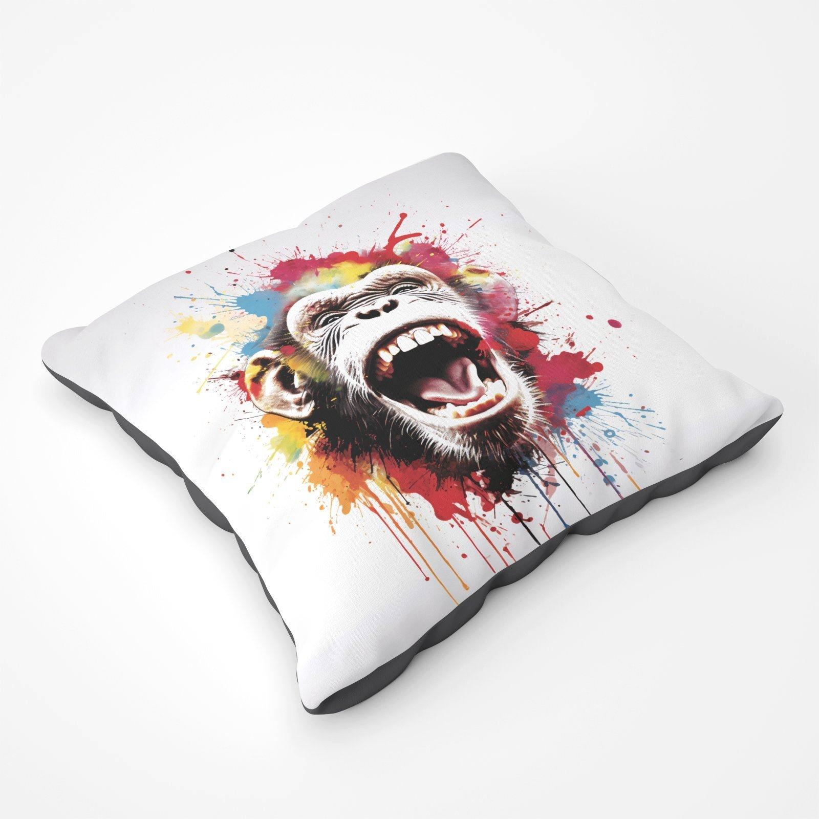 Coloured Splashart Crazy Monkey Face Floor Cushion