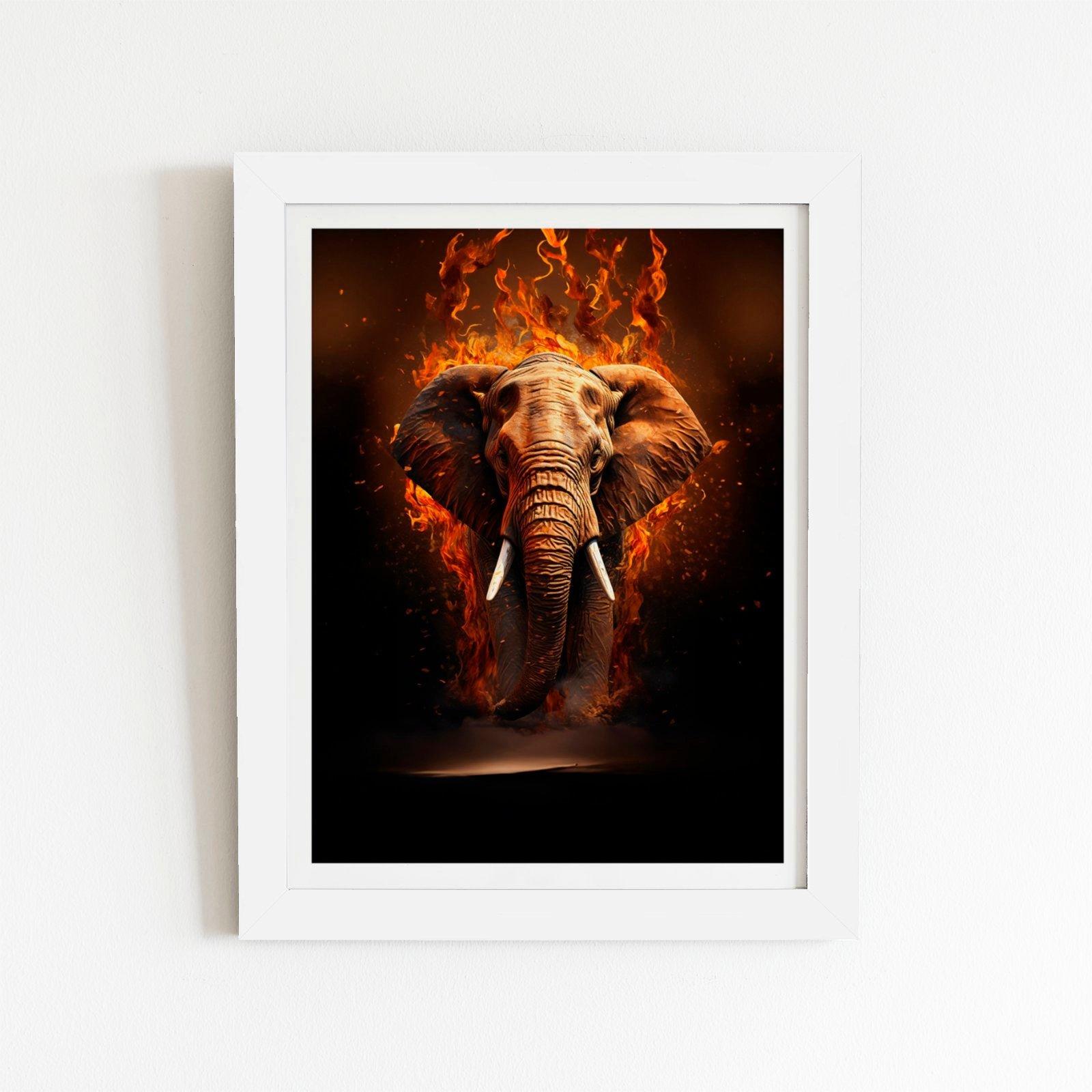Splashart Elephant and fire Framed Art Print