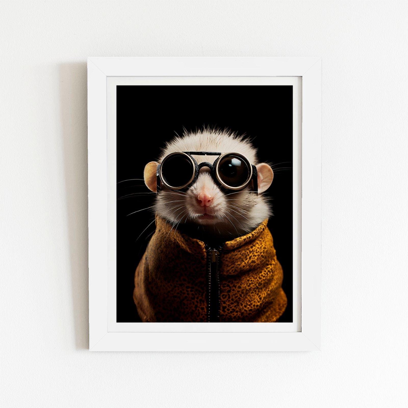 Realistic Doormouse with Glasses Framed Art Print