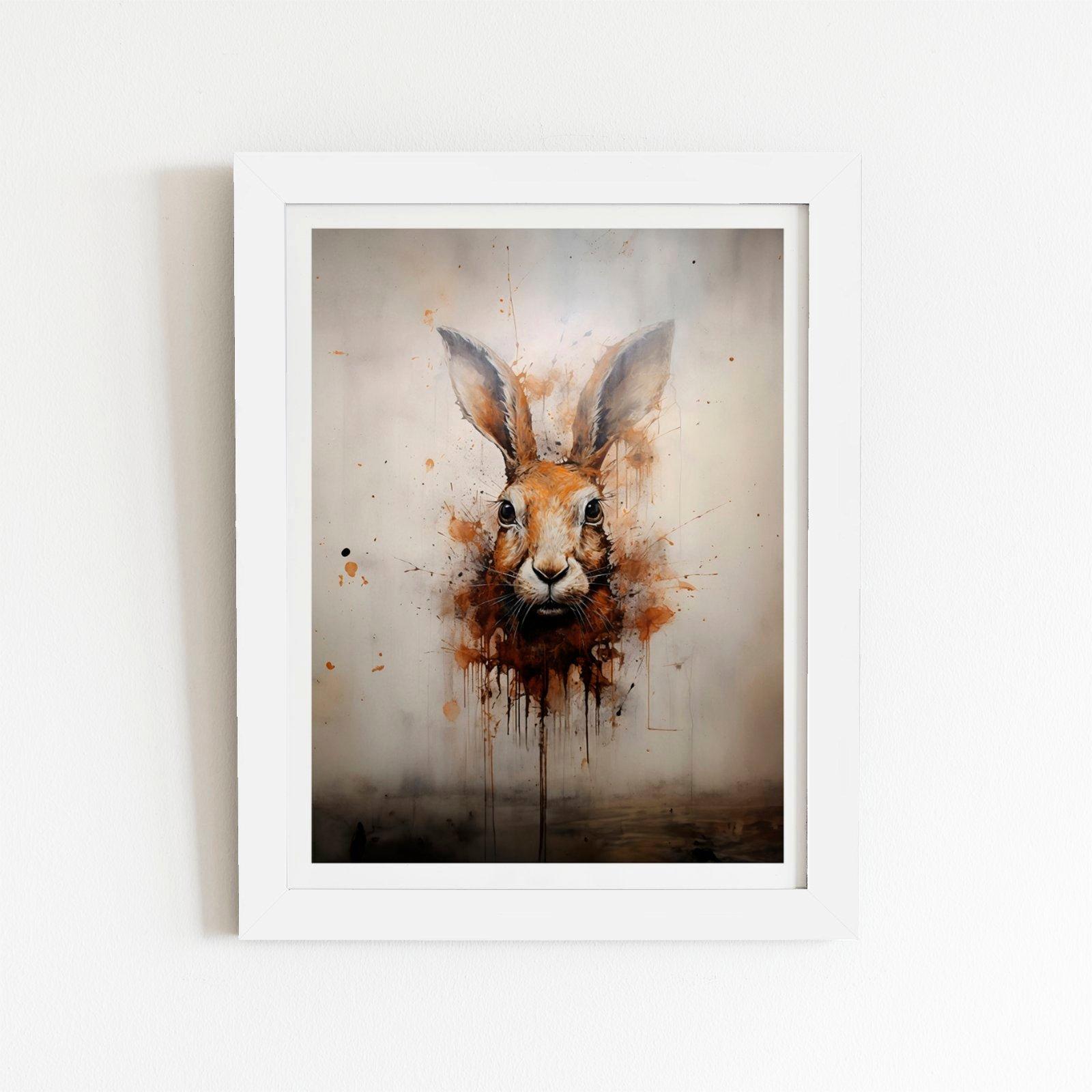 Watercolour Hare Face Framed Art Print