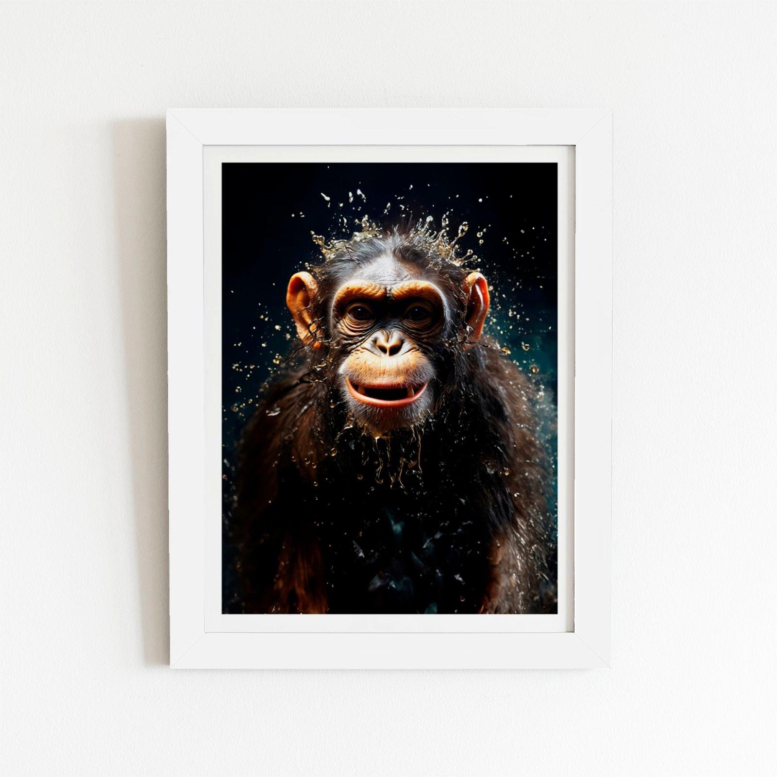 Realistic Monkey Face Splashart Framed Art Print