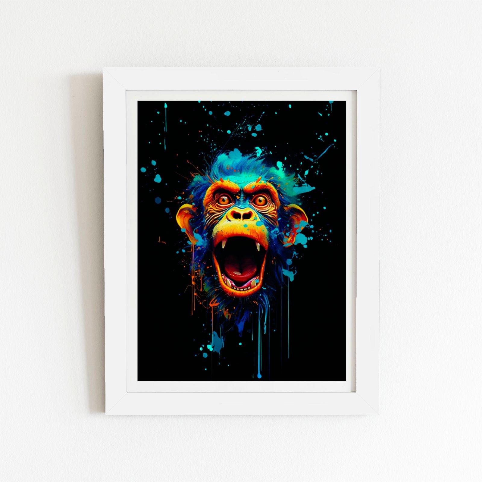 Crazy Monkey face Splashart Framed Art Print